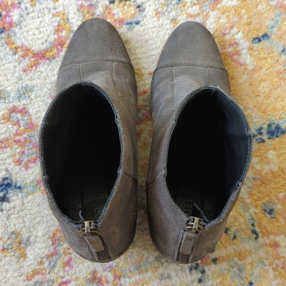 Hoss Intropia Classic Suede Leather Round Toe Block Heel Ankle Booties Gray 38 - Picture 4 of 16